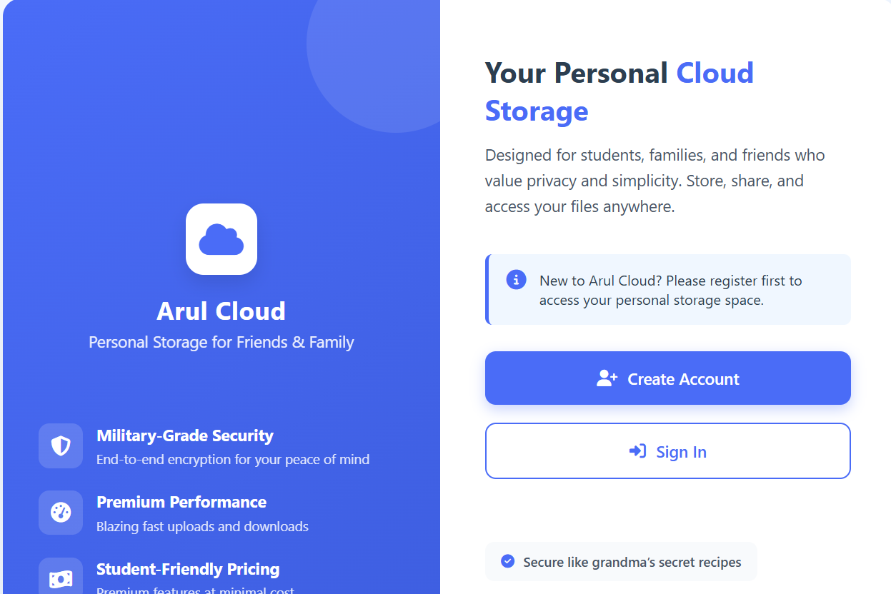 Arulcloud Project Screenshot